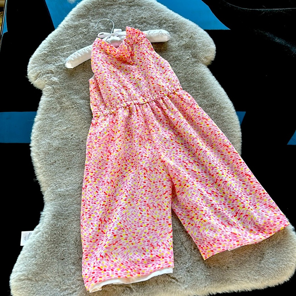 JANIE & JACK EUC pink, yellow, purple confetti print, elastic waist jumper 2T - Picture 1 of 6